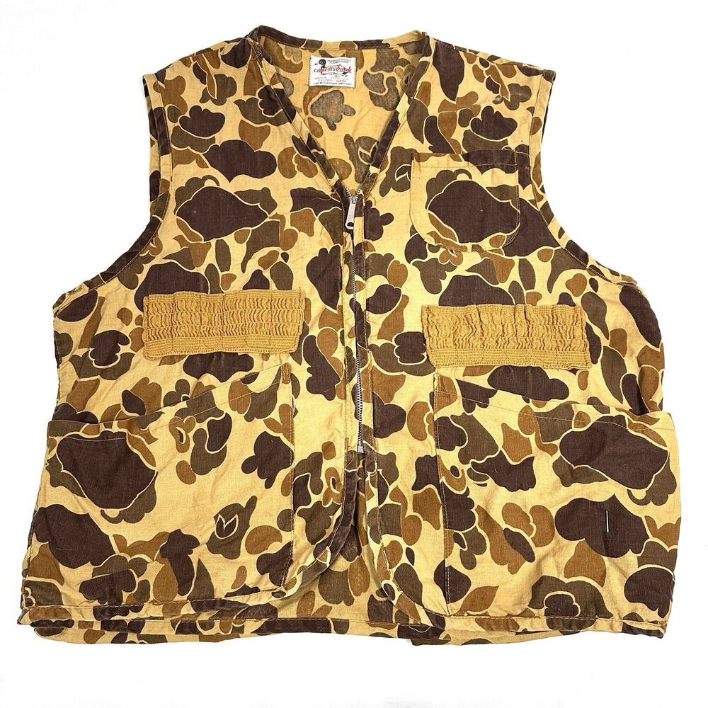 Vintage Canvasback Water Repellent Camo Duck Hunting Game Pouch Zip Vest